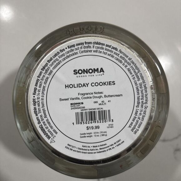 NEW SONOMA GOODS “happy everything” Holiday Cookies 3 Wick CANDLE -13 Oz - Picture 4 of 5